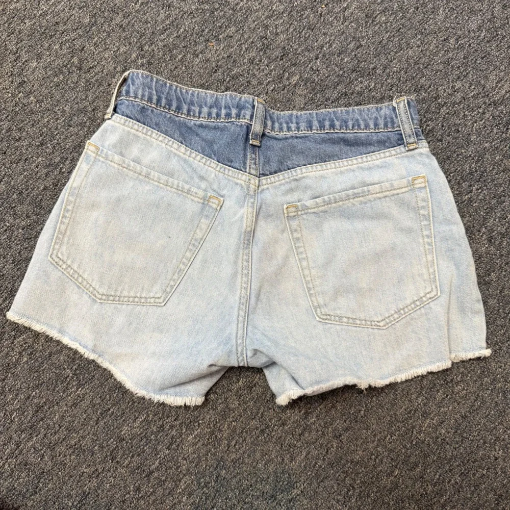 Gap Kids Girls 16 Low Stride Short Two Tone Colorblock Denim Raw Hem Blue 160cm